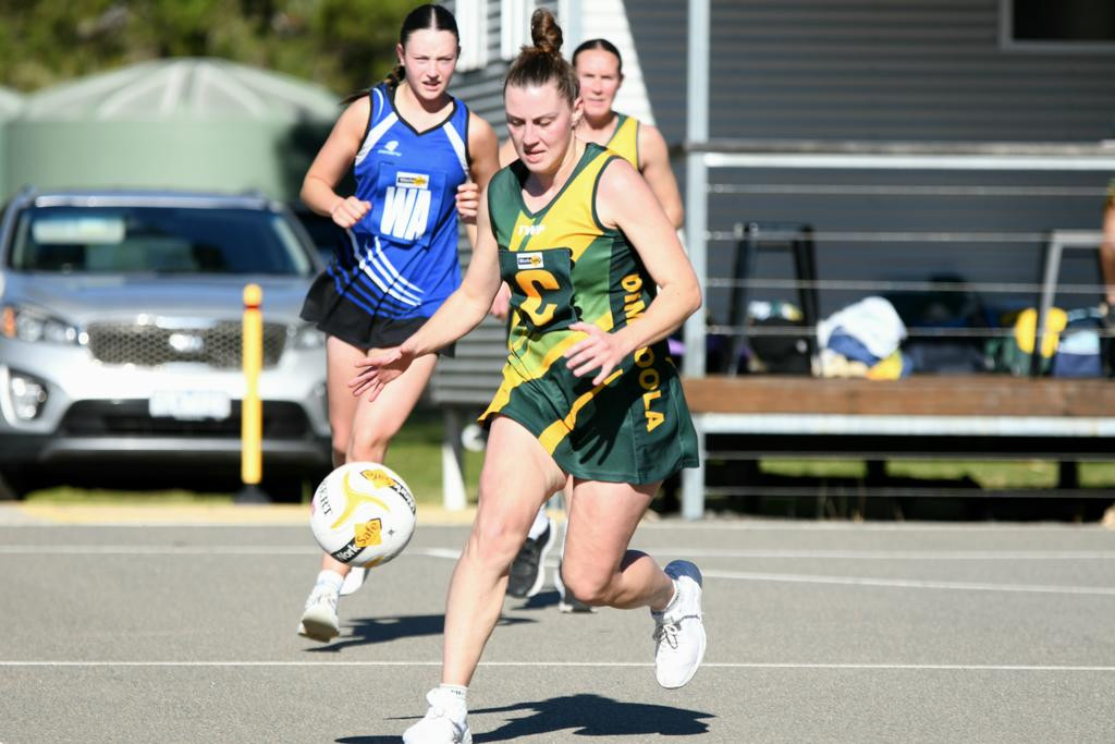 Dimboola's Rianna Kuhne chases down a loose ball.
