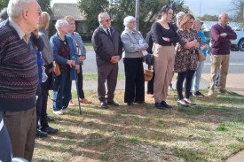 Congregation gather out the front.