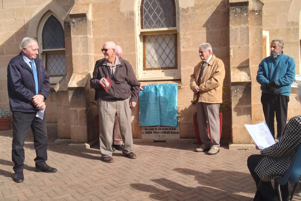 Ready to dedicate the plaque.