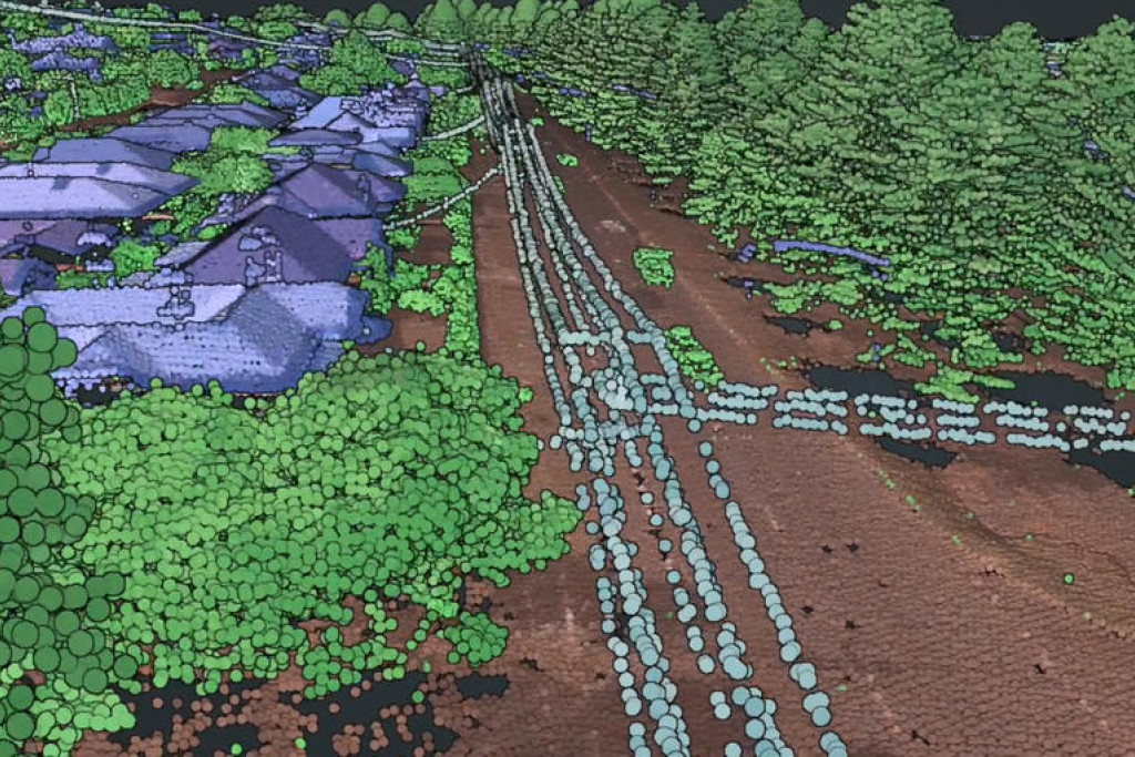 The helicopters are using lasers to scan the distance between powerlines and vegetation.