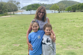 Karen with her grandchildren Blakely and Hudson.