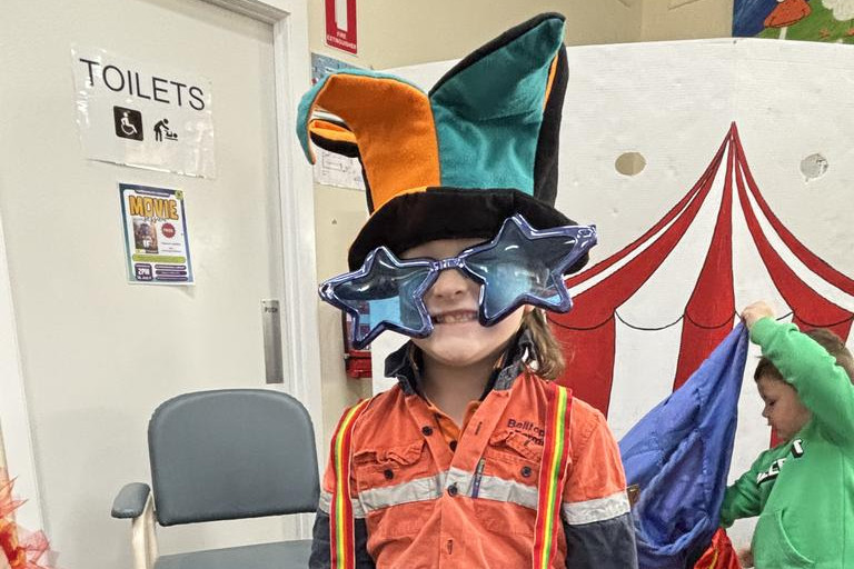 Joey, 7, dressed funky to fit the circus theme at Warracknabeal Library Storytime. Photos: CAITLIN MENADUE