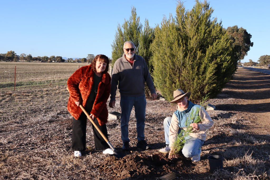 Rotary Exchange student Theo Solengh planted his roots firmly in Australian soil before returning to Switzerland with Rotary East members Pam and Michael Clarke.
