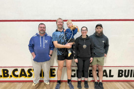 Horsham locals Tim Davey, Tim Hopper (holding Angus Hopper), Ruth Addlem and Woody Conboy.