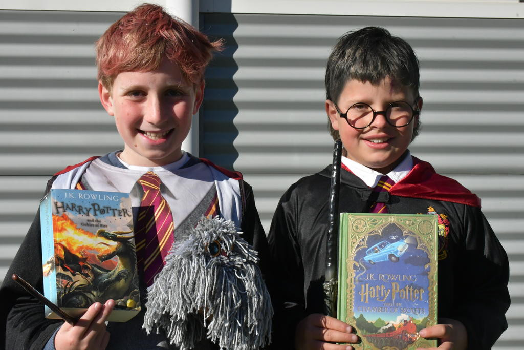 Cooper and Luke from St Mary's Primary School dress as Ron Weasley and Harry Potter. Photos: CAITLIN MENADUE