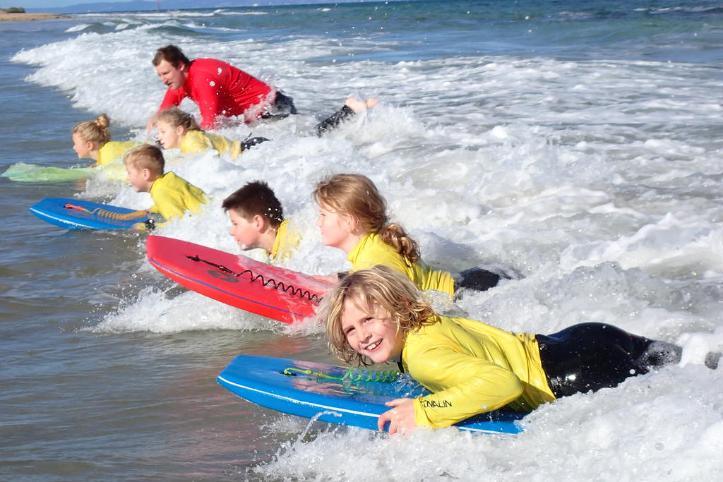 Students ventured down to the beach where they participated in boogie boarding.