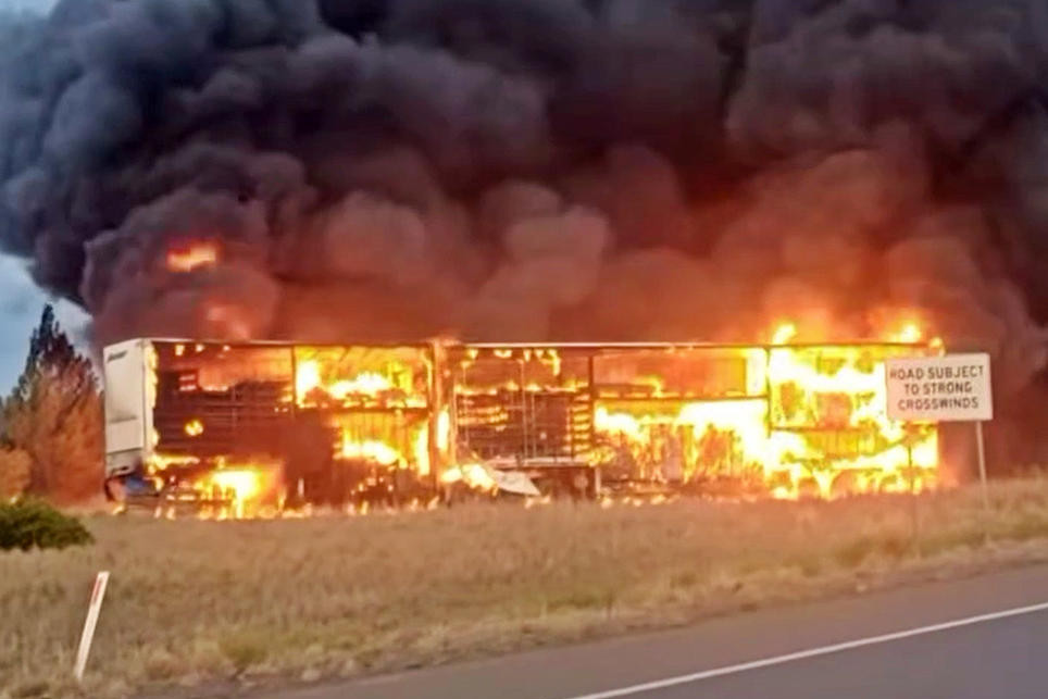 The quick thinking by one driver prevented a truck fire from spreading into nearby paddocks after a collision on the Western Highway near Dimboola.