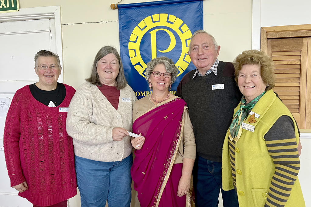 Combined Probus Club of Hopetoun assistant secretary, Lisa Wilson, member Paulette Deutsch, president Alan Malcolm and entertainment officer Gwen Malcolm, with guest speaker Terese Sanders (centre) during their August monthly meeting at the Hopetoun Baptist/Uniting Church on Monday, August 4.