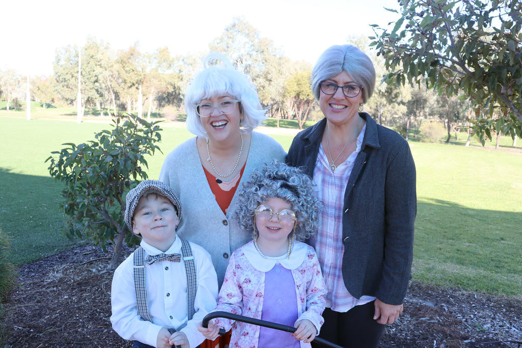 Teachers Jess and Deb with prep students Vance and Bridie. Photos: SHERYL LOWE