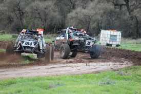 Evan Lampard and Ben Philp chase down Glenn Pike and Blake Pike.