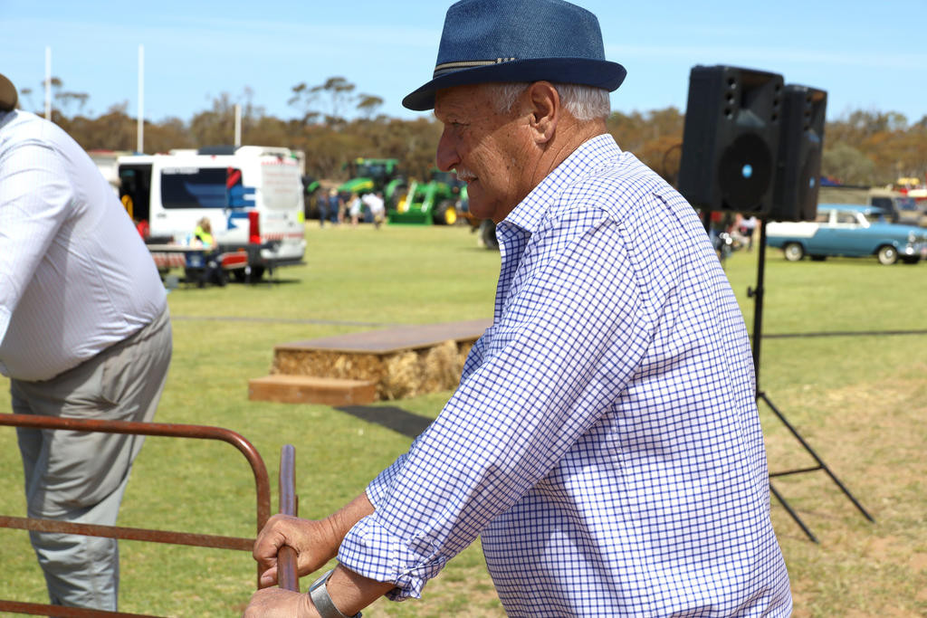 Dexter Schilling watching the shearing demostration.