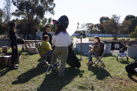 Wendy Bywaters, owner of Wendy’s Retreat in Nhill, gets interviewed for the documentary.