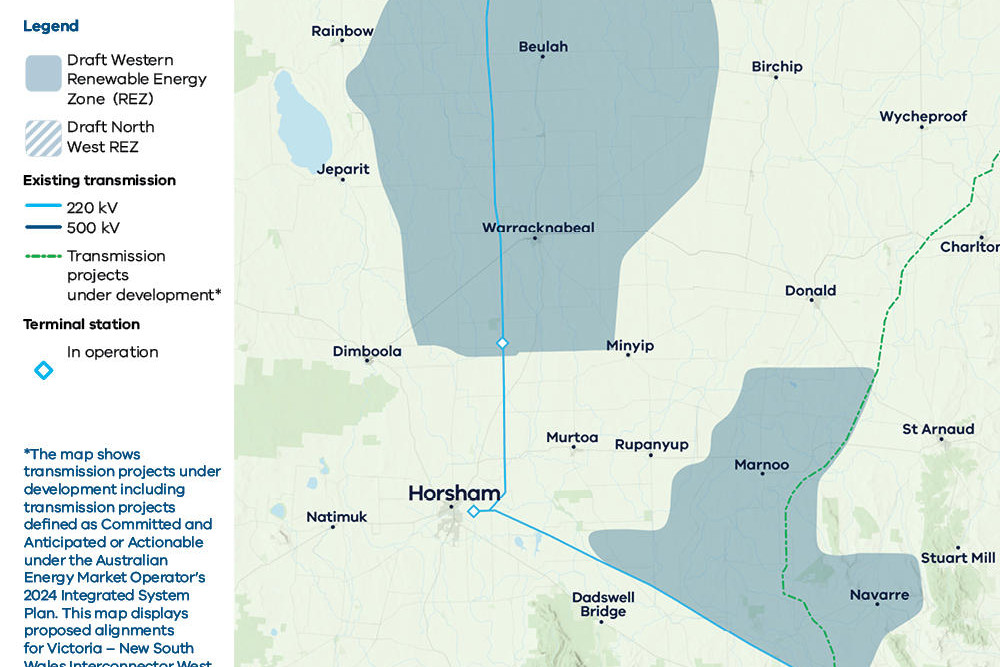 Blue areas show the most recently proposed REZ in Western Victoria.