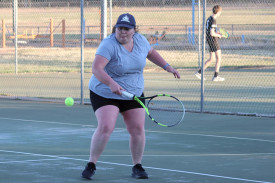 Bianca Orr of Rainbow hits a deft backhand.