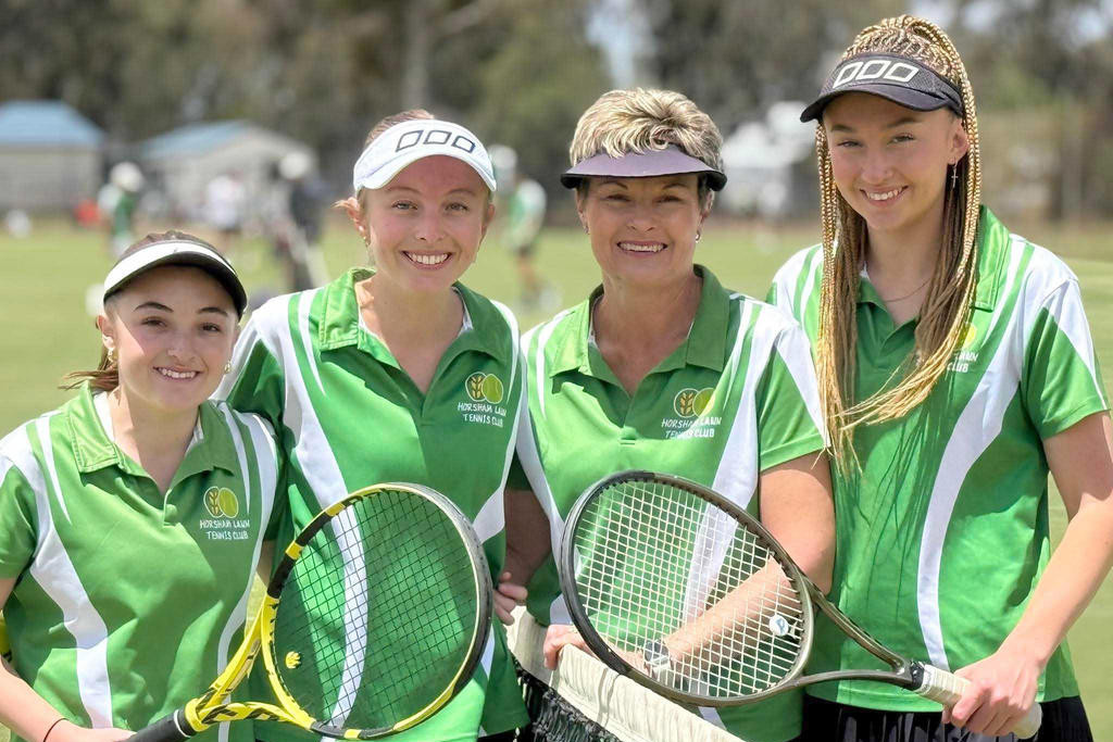Paige, Ella, Maree and Tahlia Thompson all took to the court in Horsham Lawn's pennant team recently.