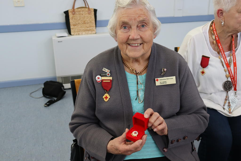 Horsham Red Cross recognised decades of service by Jo Johns at its November meeting.