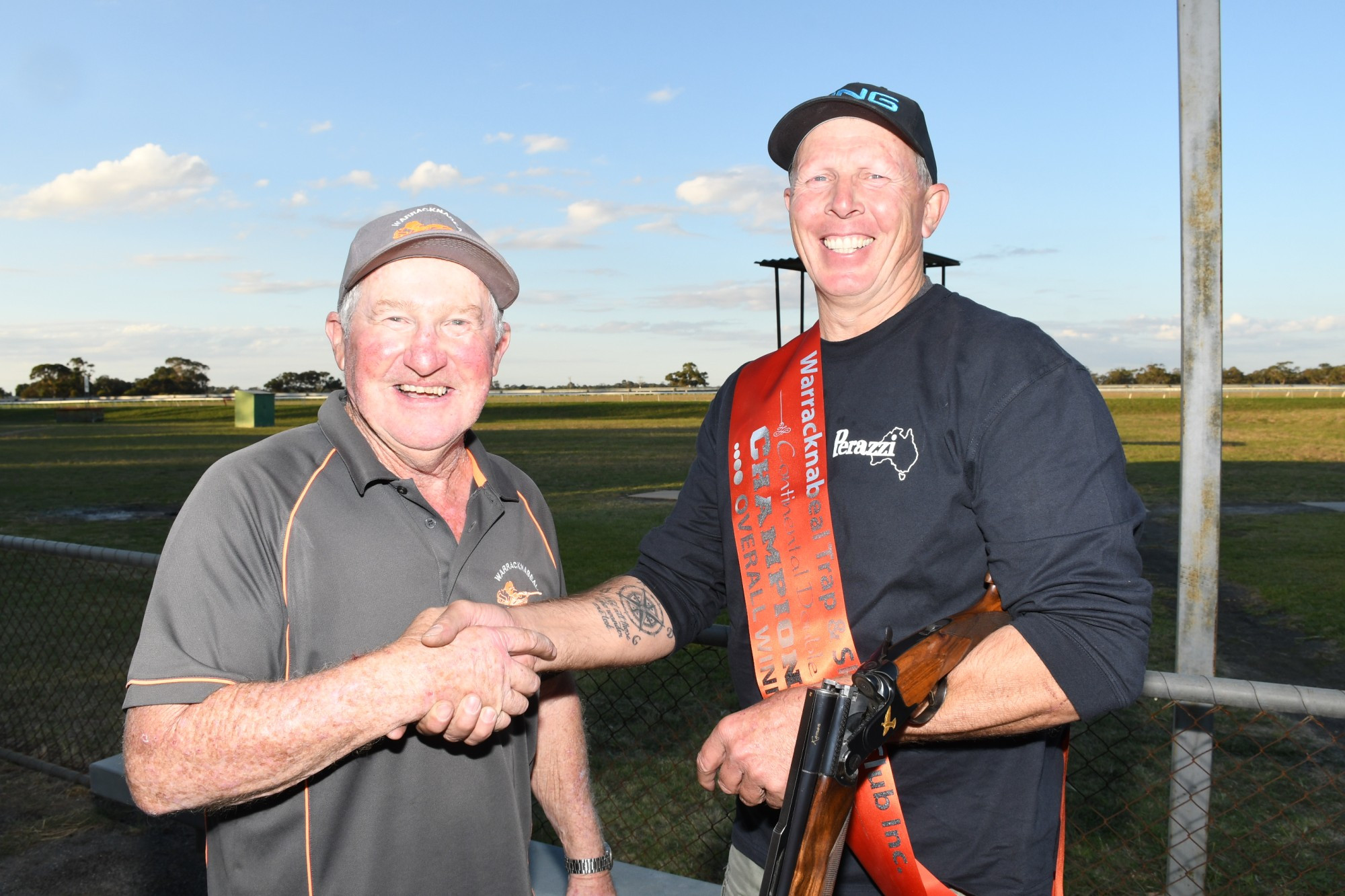 TRAP AND SKEET: AA Grade shooters Roger Lehmann and Mark Newcombe shot perfect 40/40 scores at the monthly shoot. Photo: DAVID WARD.