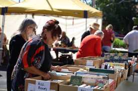 BELL ROOM BOOKS: Bagging a bargain at the book stall. Photo: LES GRAETZ