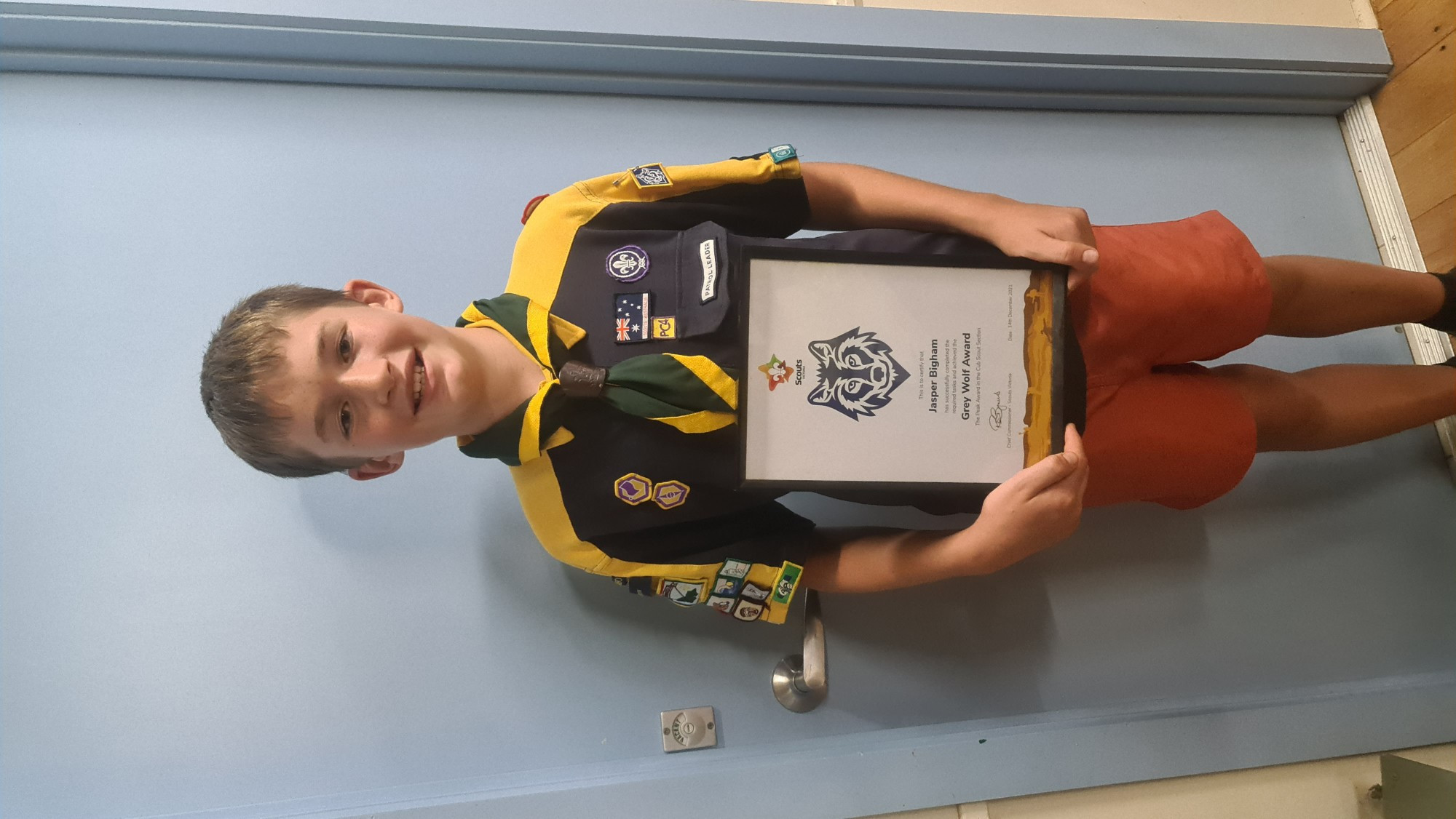 YOUNG CUB: Jasper Bigham’s first day as a Cub Scout in May 2019. Photo: CONTRIBUTED