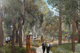 WHAT A VIEW: The bush walk, as proposed by the Rupanyup master plan, will keep the chainsaw wooden art and moved to keep visitors entertained as they walk through Cromie Street.