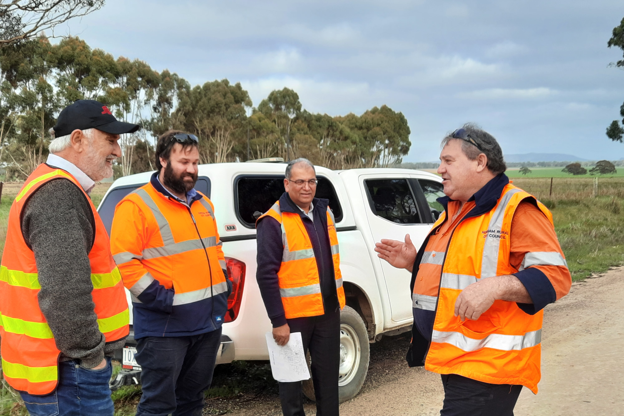 Council CEO Sunil Bhalla (third from left) with his road crew team.