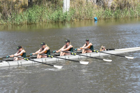 Tori Menzel, Sally Sellens, Katie Griffiths, Tarah Bond and Tilli Menzel the Cox in the C Grade Quad Scull.