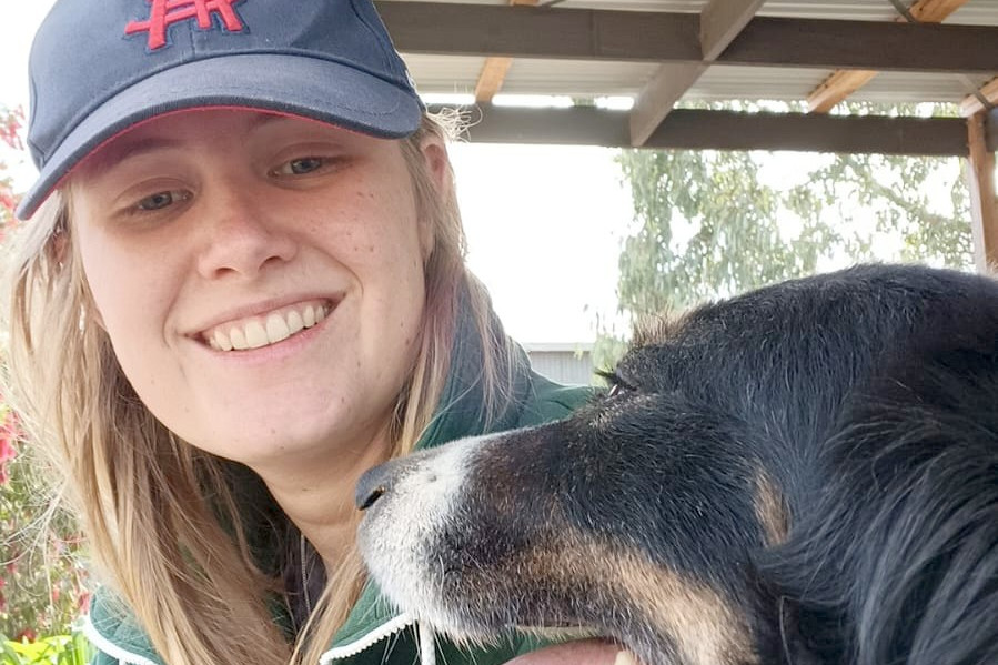 Dutch farm worker Naomi Buma with Flossy.