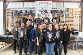 HAPPY HOSTS: Members of the Harley Davidson Horsham Chapter welcome riders from across Australia to Maydale Reserve for a weekend of riding, games and socialising. Photo: ABBY WALTER. 