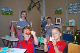 BUSY BEES: Prep students Bridget, Addison, Amelia and Addi are cooking up a storm at Horsham Primary School 298 campus. Photo: SAN WILLIAMS.