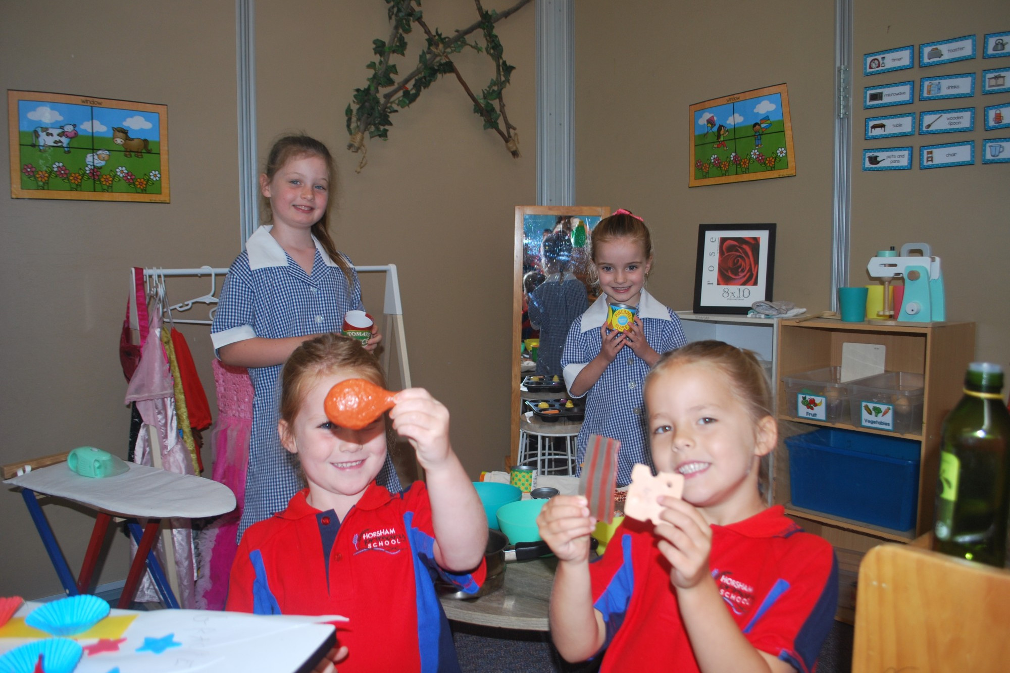 BUSY BEES: Prep students Bridget, Addison, Amelia and Addi are cooking up a storm at Horsham Primary School 298 campus. Photo: SAN WILLIAMS.