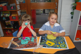 MAKIN MAGIC: Prep students Esme and Amarli are getting hands on at Horsham Primary School 298 campus. Photo: SAN WILLIAMS.