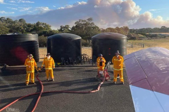 COMMUNITY RECOVERS: Firefighting aircraft refills as it prepares to assist putting out the Poolaijelo and Langkoop fires in January. Photo: CONTRIBUTED.