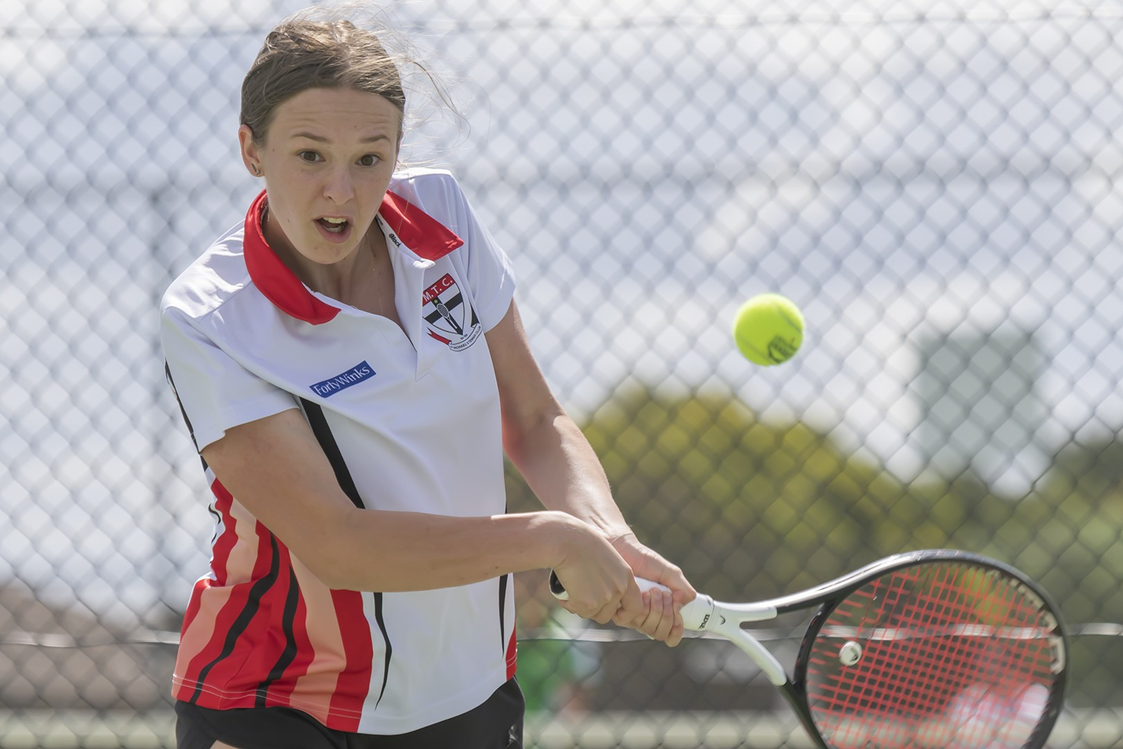 FINALS SEASON: St Michael’s Jess McDonald winning all her sets in the semi final and is ready to come up against Drung South Purple in the grand final. Photo: SHANE ROBERTS.