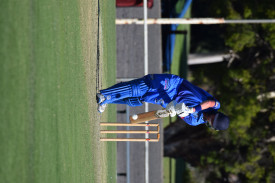 CONCENTRATION: Rup/Minyip’s second batsman Connor Weidemann protects his wicket as he works towards his run total of 23. Photo: JAMES THOMAS. 