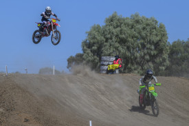 Blake Van Gaans (in air) and Lincoln Sacco. Photo: ROBIN WEBB