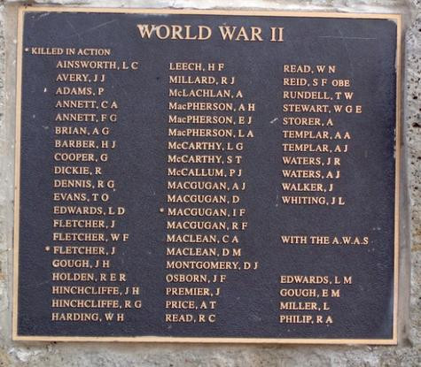 Braxholme War Memorial roll of honour.