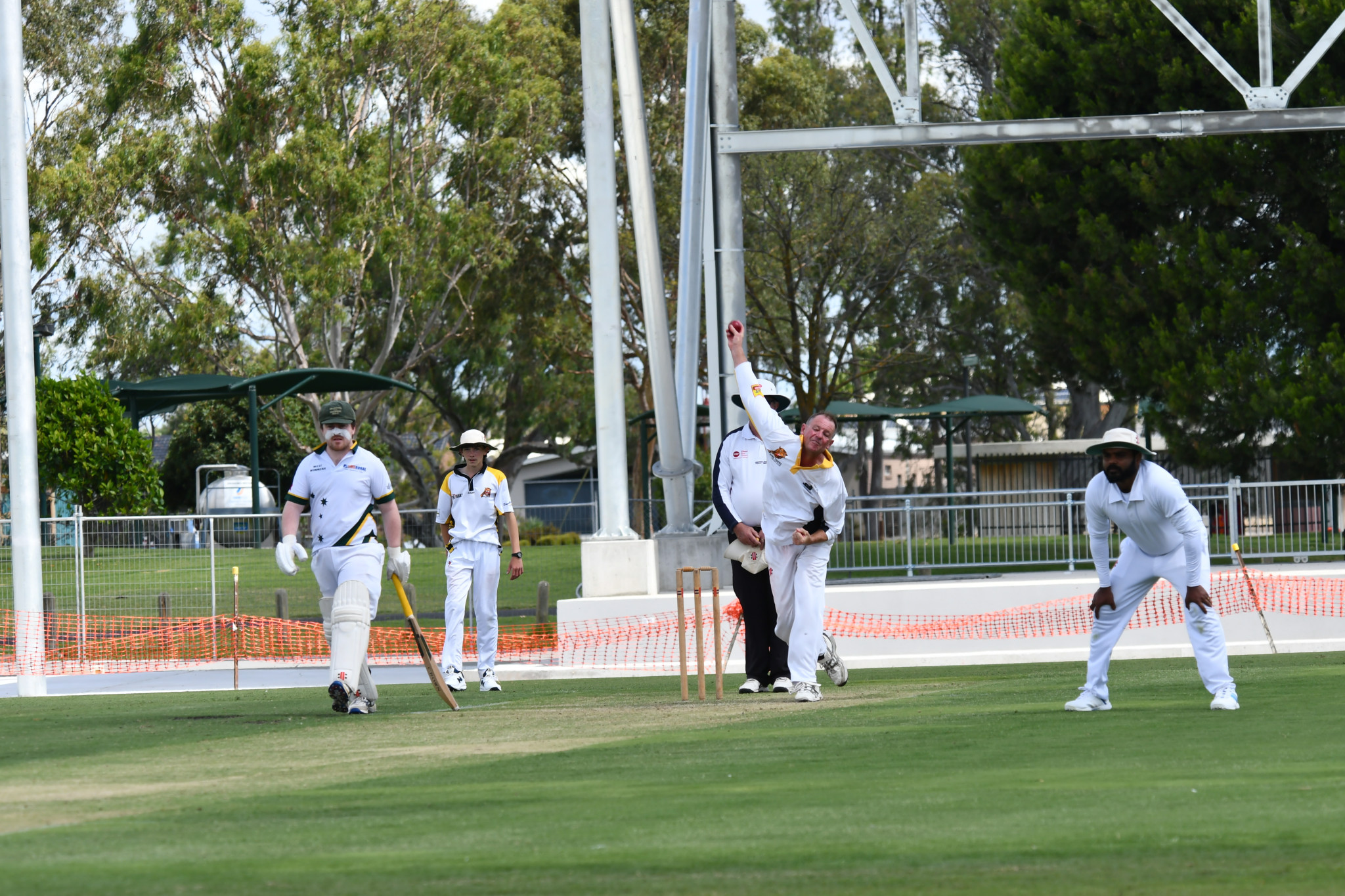 Tigers’ David Puls bowling. He finished with figures of 0/46 (17) with five maidens. PHOTO: TONY TOMLINS