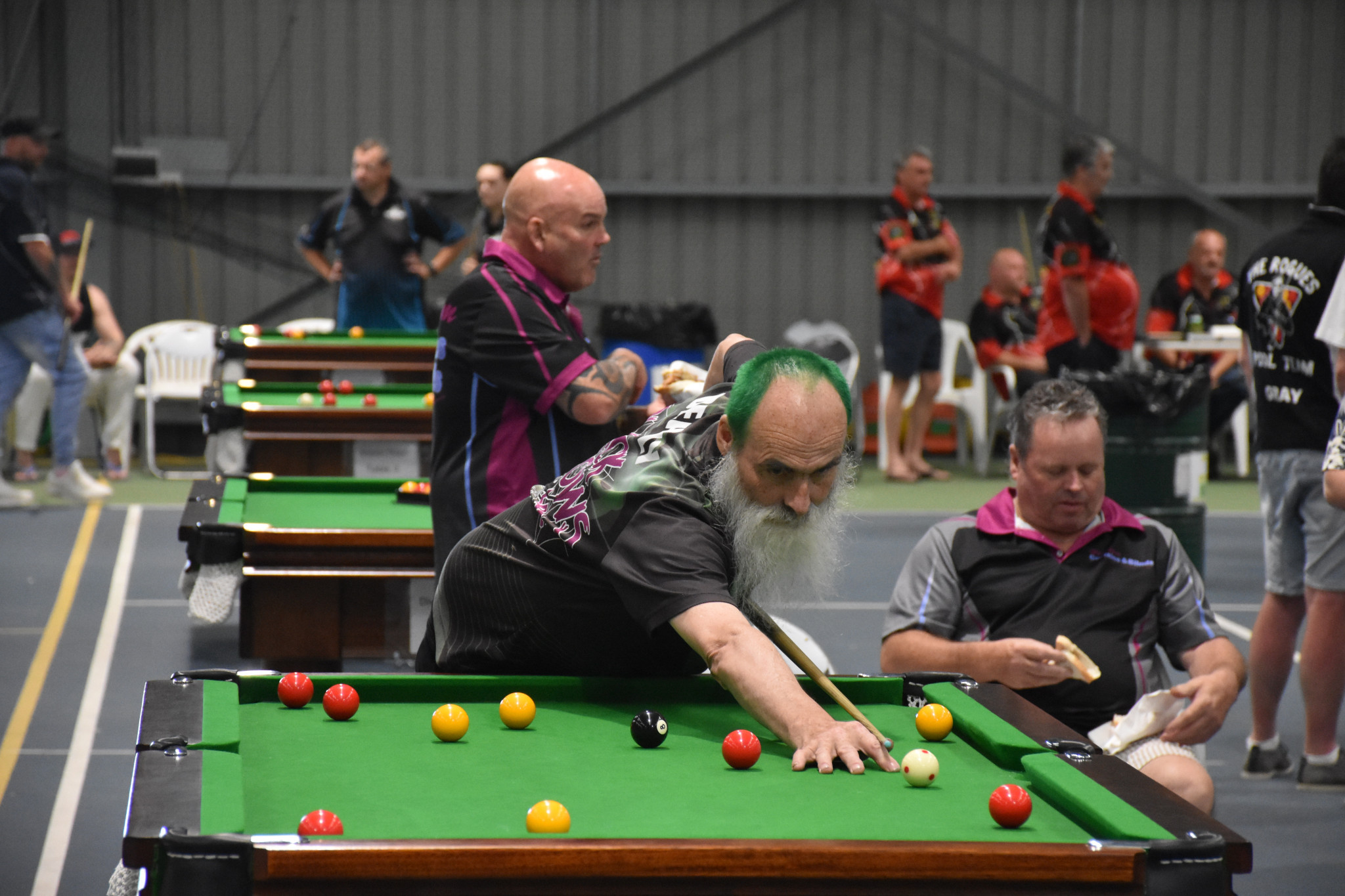 Deadly concentrates as he lines up a shot. PHOTO: CHRIS GRAETZ
