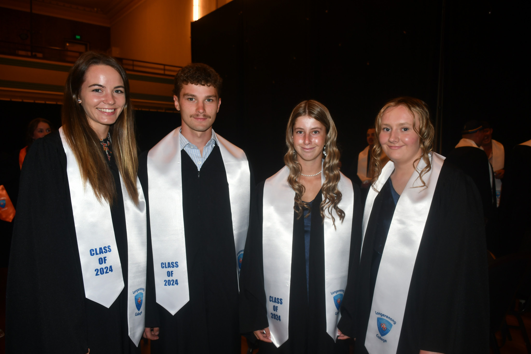 Fresh graduates Charlotte Stewart from Charlton, Nick Fischer from Horsham, Jessica Gregory from Bittern and Heidy Fleming from Timboon during the Longerenong Agriculture College graduation ceremony.