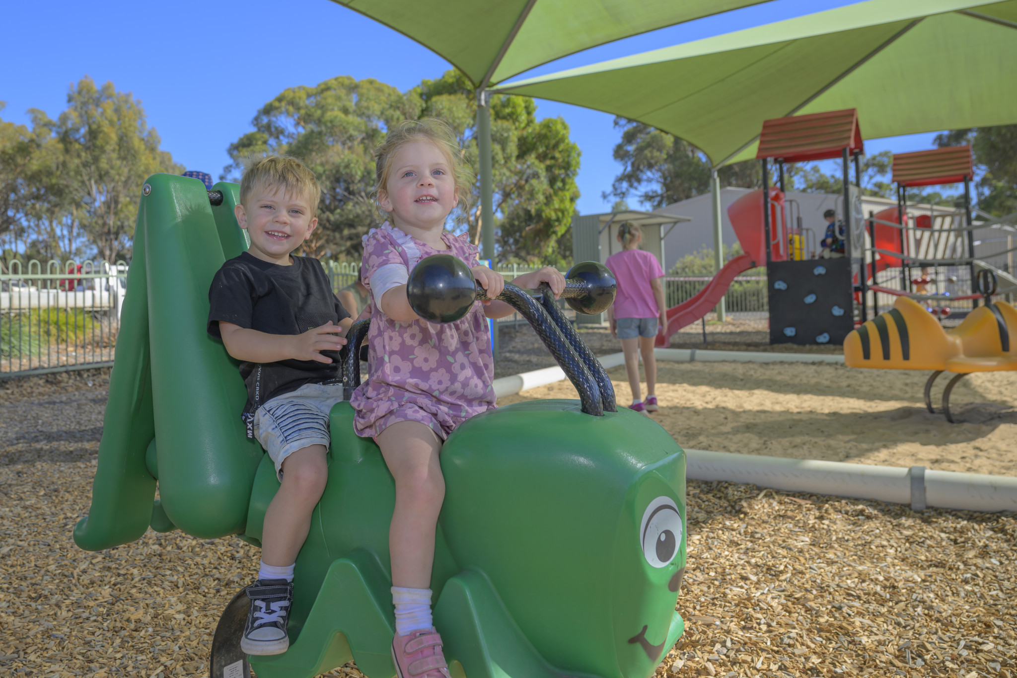 Myles Martin and May Martin from Beulah enjoy their time at the market. Photo: ROBIN WEBB
