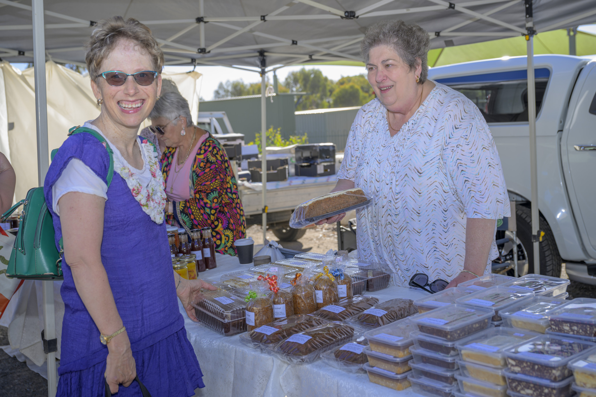 Caroline Gray and Mary Marchesini, with Ella Hateley in the background. Photo: ROBIN WEBB
