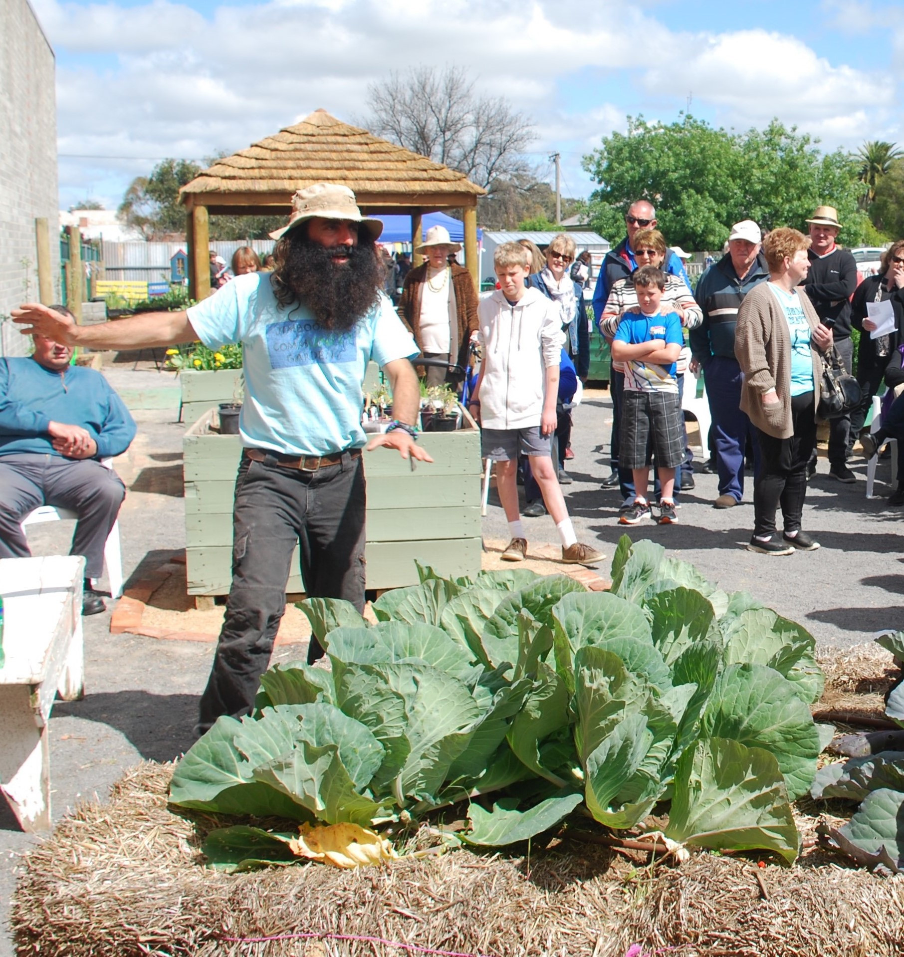 Costa Georgiadis sharing his gardening knowledge at the Warracknabeal Community Garden in 2016