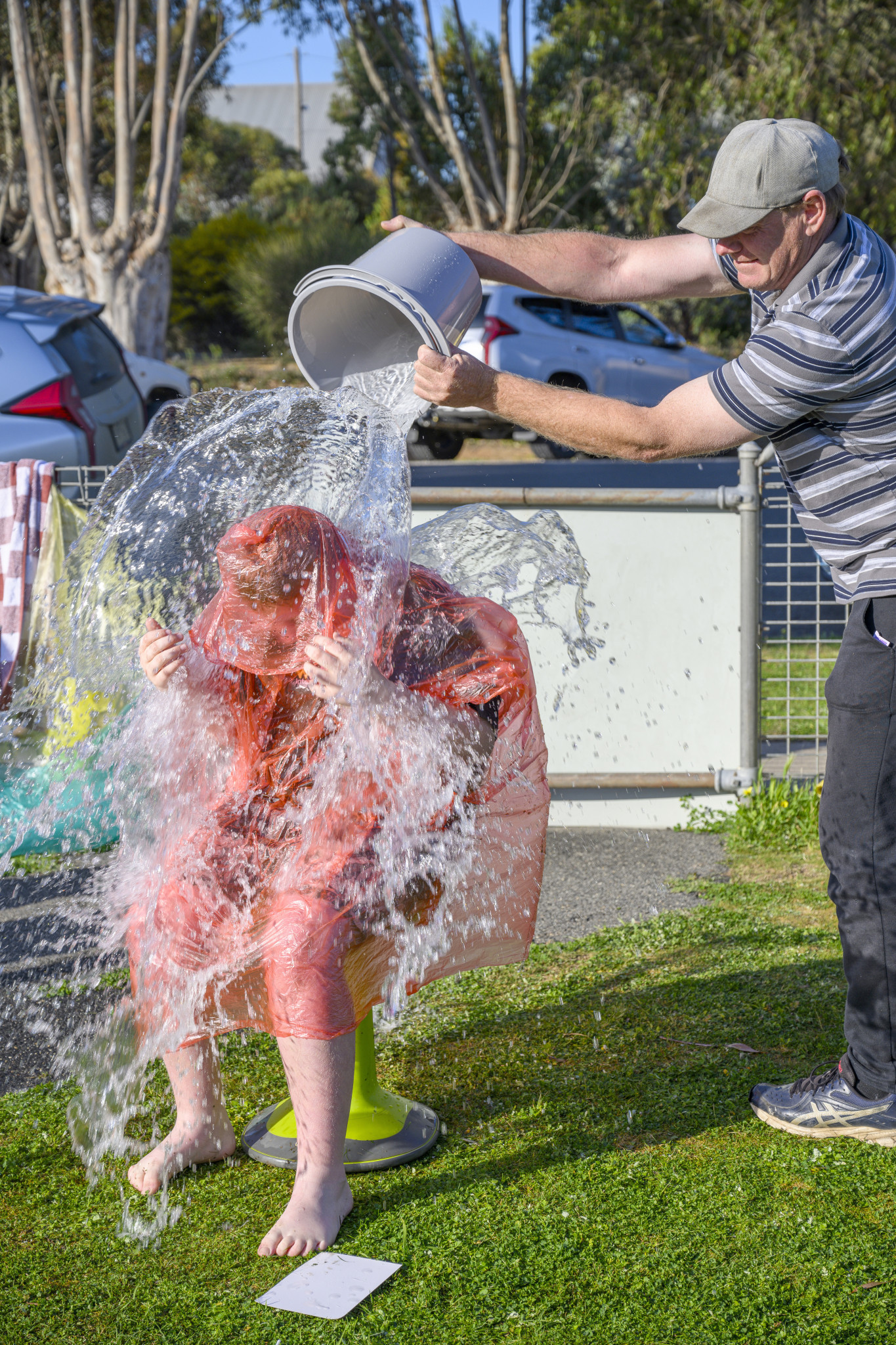 Darren Schwarz getting dunked at Dunk a Roo.