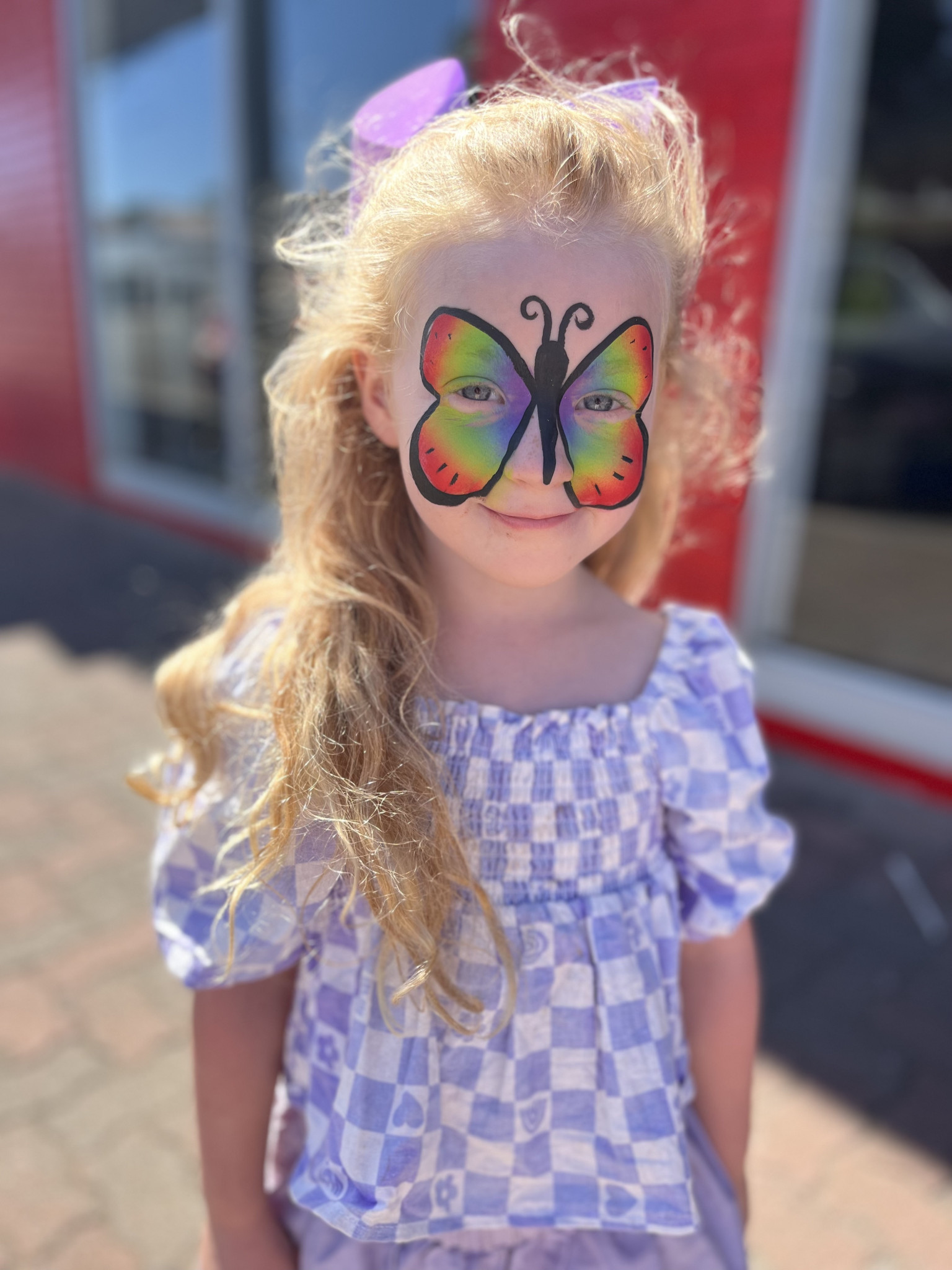Elina Hay 4yrs from Horsham with her butterfly facepaint at the Warricknabeal Easter Festival!