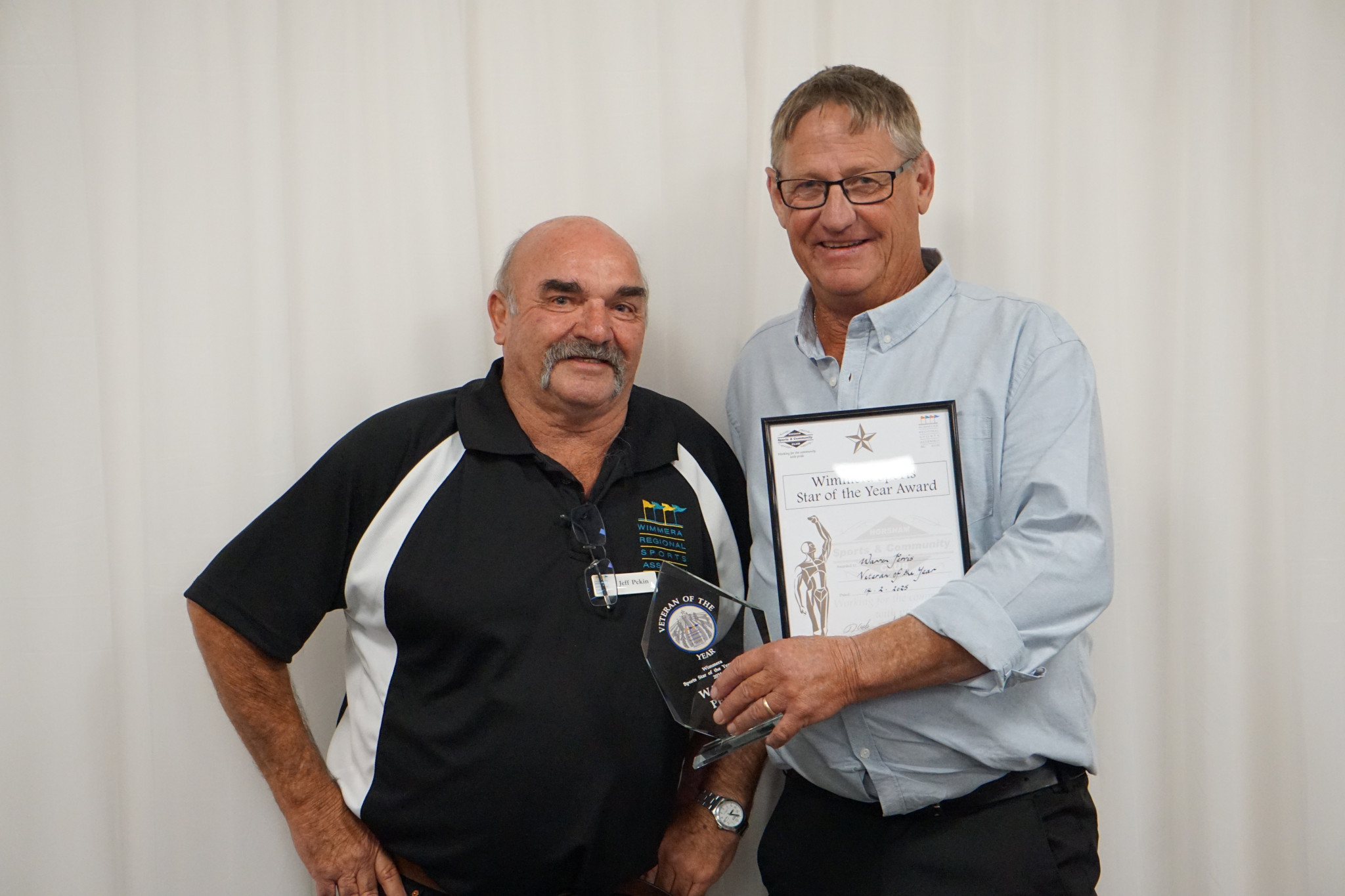 Veteran of the Year Warren Perris with Jeff Pekin.