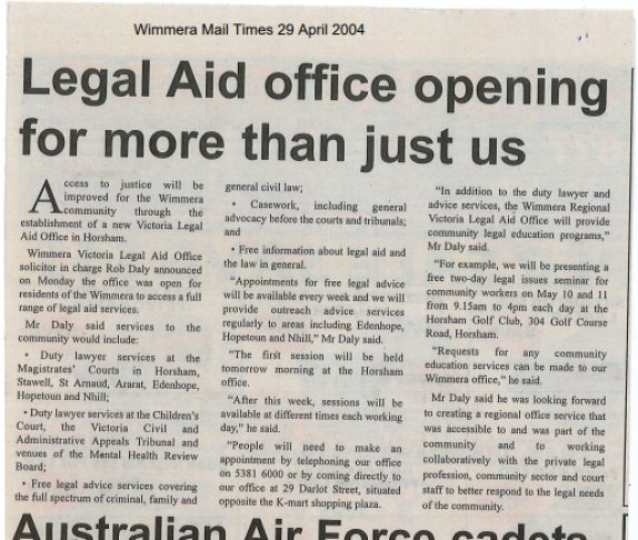 The Wimmera Mail-Times reported on the opening 20 years ago on April 29 2004. File picture