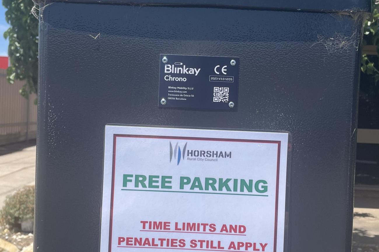 HRCC's motion to shut off parking areas in Horsham CBD will have minimal financial implications,says council. Signs advising free parking are attached to the meters Picture by Sheryl Lowe