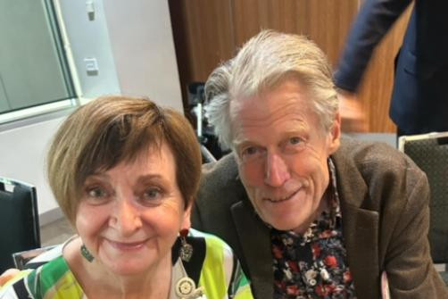 Mrs Robyn Lardner with her husband Des after she received the unexpected Double Sapphire Award at Horsham East Rotary in December.l Picture supplied.