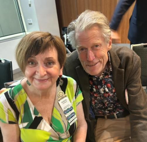 Mrs Robyn Lardner with her husband Des after she received the unexpected Double Sapphire Award at Horsham East Rotary in December.l Picture supplied.