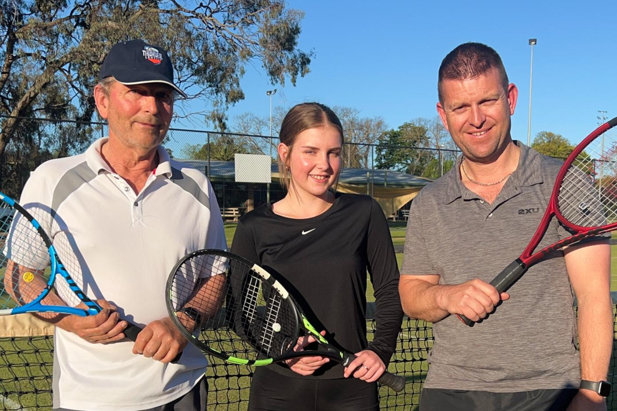 Three generations of the Ladlow family, John, Mia and Ben will be playing for Horsham Lawn in the 2024/25 CWTA tennis season. Picture by John Hall